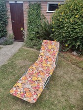Pair of Vintage Garden Sun Lounger Floral Folding Sunbeds Campervan Camping