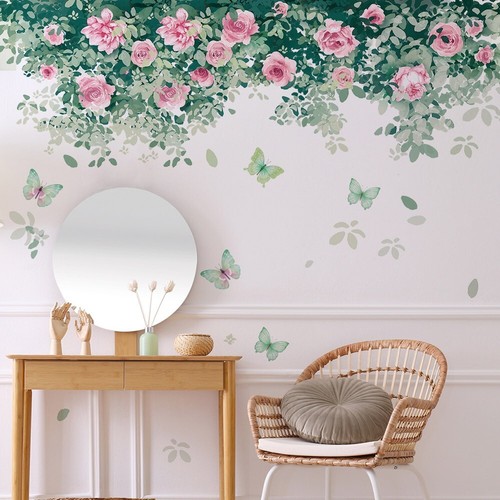 Romantic pink flowers - pink, wall