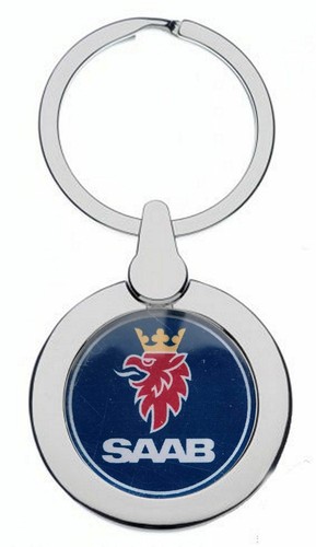 Saab blue logo chrome keyring - saab,