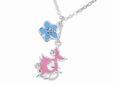 Punky Fish Flower Necklace - Enamelled Silver Pendant, Unique Gift for Women