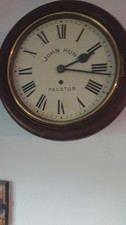 8 Day 10inch DIAL FUSEE Mahogany ENGLISH  WALL CLOCK .  REQUIRES NEW SPRING. 