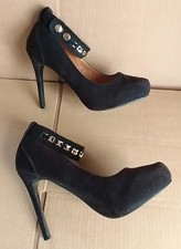 SERGIO TODZI SIZE 4 BLACK FAUX SUEDE COURTS ANKLE STRAP.  A3311302535