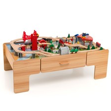 Wooden Train Track Set and Table 2 in 1 Kids Activity Table 100PCS Toy Set