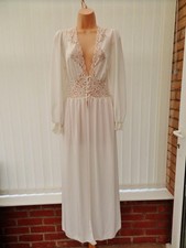 L7 VTG CHARNOS IVORY SHEER LACE 40'S 50'S STYLE NEGLIGEE PEIGNOIR 14 (12)