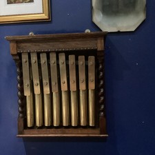 Antique Oak And Brass Dinner Chimes Butlers Gong 19th Century