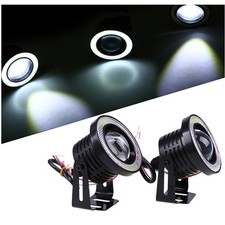 2x Car LED Angel Eyes Halo Ring Fog Lights Universal 76/89mm Round Spot COB UK