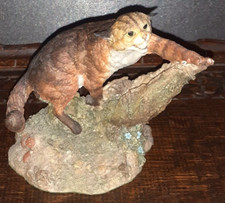 AYNSLEY MASTER CRAFT WILD FERAL CAT FIGURINE 5" TALL RESIN ENGLAND 1985