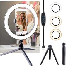 10" LED Ring Light with Stand for YouTube Makeup Video Live Phone Selfies UK