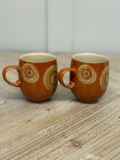 Vintage Denby Fire Chilli Large Mugs in swirl design x 2 !!CHIPPED RIMS!!