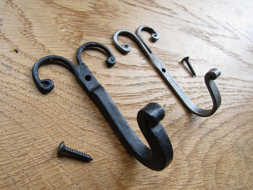 Rustic iron hook - , handforged