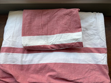 2pc IKEA Bjornloka Twin Red & White Stripe Cotton Duvet & Sham Nautical Cotton