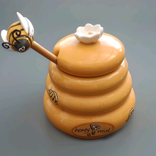 Yellow beehive ceramic honey - yellow,