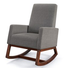 Modern Rocking Chair Upholstered Fabric Armchair Accent Glider Rocker Chair