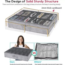 2 Pcs Under Bed Shoe Storage