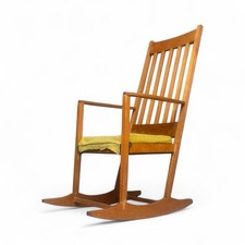 MID CENTURY OAK ARMCHAIR ROCKING CHAIR ROBIN NANCE SUPERIOR QUALITY C1960s