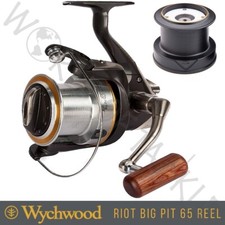 Wychwood Riot 65 Big Pit Reel Carp Fishing + Spare Graphite Spool