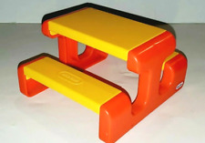 Little Tikes Dollhouse Size Yellow & Orange Backyard Picnic Bench Table