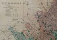 1904 Hertford (shire) large antique map. 119 yrs old. Hemel Hempstead, Stevenage