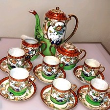 beautifully decorated Samurai China tea / coffee set opalescent gold decor