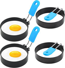 Egg Rings for Frying 4Pcs Stainless Steel Egg Rings Anti-Scald Folding Handle
