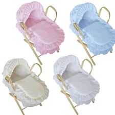 New Broderie Anglaise Moses Basket For Baby Dolls with Stand Best Girls Gift