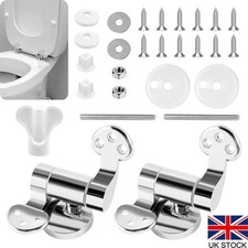 Chrome WC Toilet Seat Hinges Hinge Replacement Fittings Soft Close Hinge Set UK