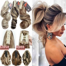 Thick Jaw Claw Ponytail Clip In Hair Extensions Pony Tail Real As Human Hair UK