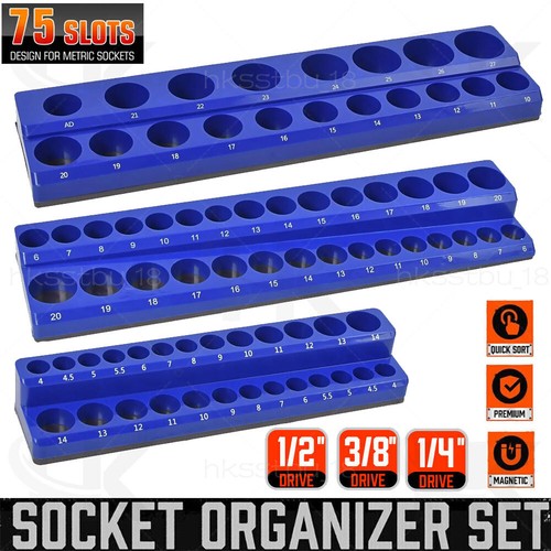 3pc magnetic socket organizer - 3pc,
