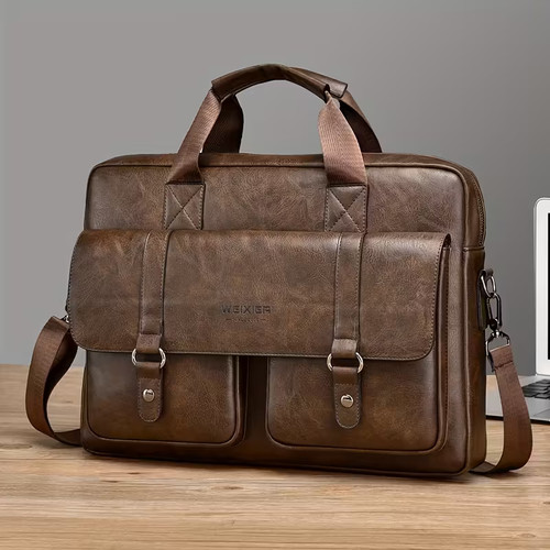 Leather briefcase men - leather,