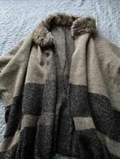 Marks & Spencer Knitted Cape With Faux Fur Collar