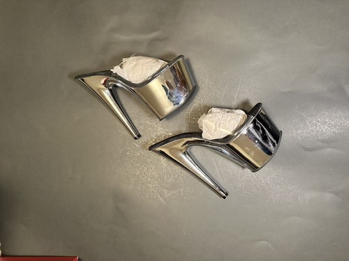 Clear silver platform heels - 7",