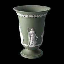 WEDGWOOD Jasperware Handcrafted Sage Green Vase '79