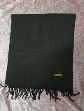 Liberty Of London Green  Scottish Lambswool Scarf Fringed Rare Colour