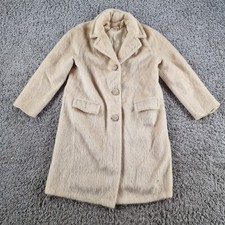 Vintage Mohair Coat Womens Extra Large XL Beige Long 100% Pure Teddy Bear