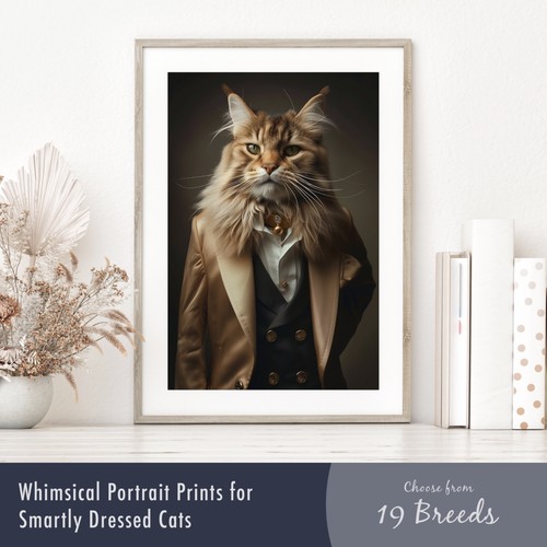 Smartly dressed cat portrait - dressed,