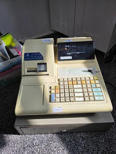 Vintage cash register with key - vintage,