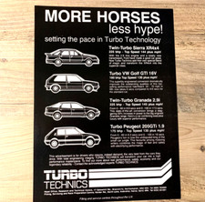 TURBO TECHNICS SIERRA XR4x4, 205 GTi, GRANADA, VW GOLF GTi - CLASSIC CAR ADVERT