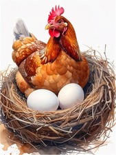 Tile Mural Rustic Farmhouse Hen with Eggs in Nest Kitchen Wall Backsplash