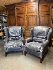 Pair Leather Armchairs Parker