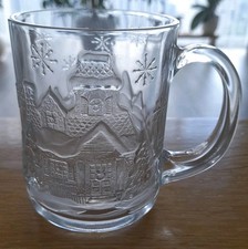Arcoroc France 3D Clear Glass CHRISTMAS MUG