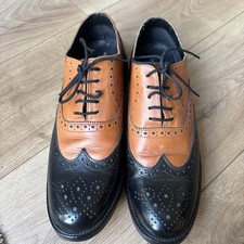 Paolo Vandini Leather  Tan+black Leather Oxford Shoes Size 44/9.5