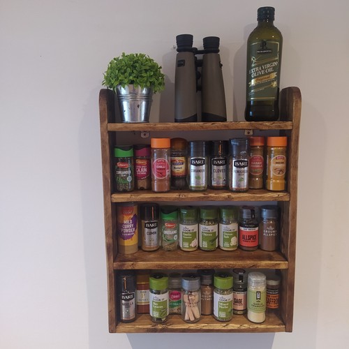 Rustic wooden spice rack - rustic,