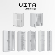 VITA Utility Laundry Cupboard / Cabinet Storage Units 7 Options in White