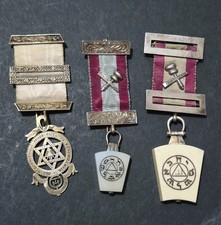 3x Sterling Silver Masonic Medals Jewels. Bundle. 
