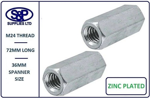 M24 24mm deep nut - 24mm, zinc