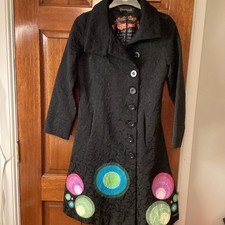 Ladies Desigual Black & Multi-Coloured Coat UK Size 38”