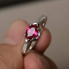 0.8ct Oval Cut Pink Ruby Ring