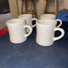 Set Of 4 - White Heavy Restaurant Ware Diner Mugs 10 Oz