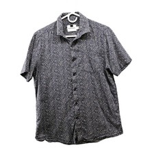 Topman Short Sleeve Shirt Mens M Blue Pink Printed Dot Button Up Resort Rayon