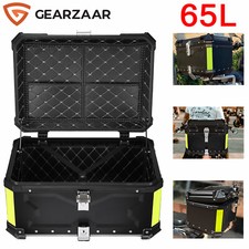 65L Motorcycle Rear Top Box Black Aluminium Alloy Tail Carrier Tool Luggage Case